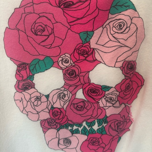 Lauren Moshi Trinity Rose skull top long sleeve white pink size XS. - Picture 2 of 7
